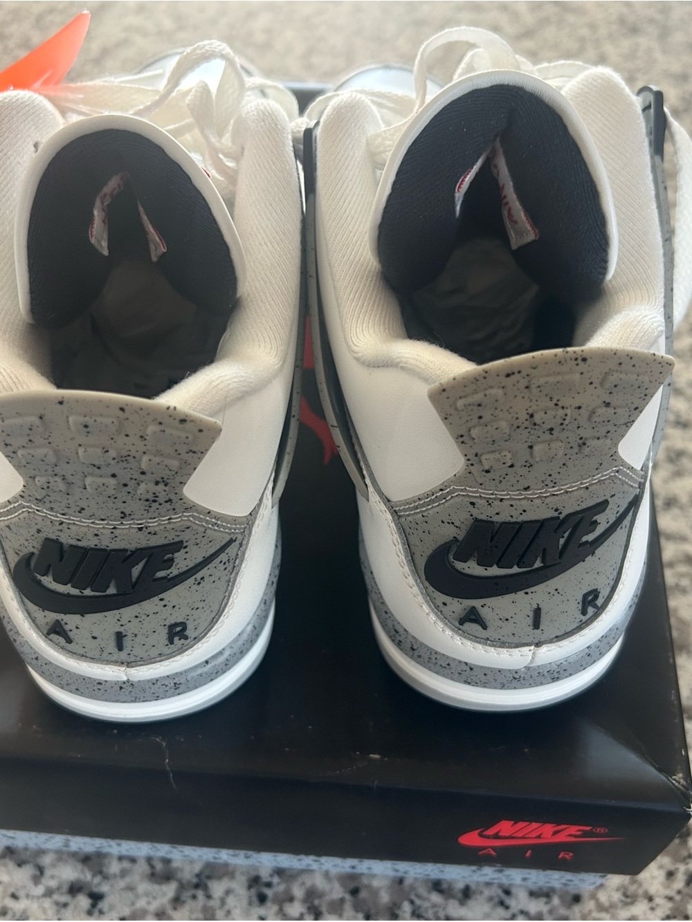 Nike Air Jordan White and Cement Air IV Retro Sneakers Brand New In Box